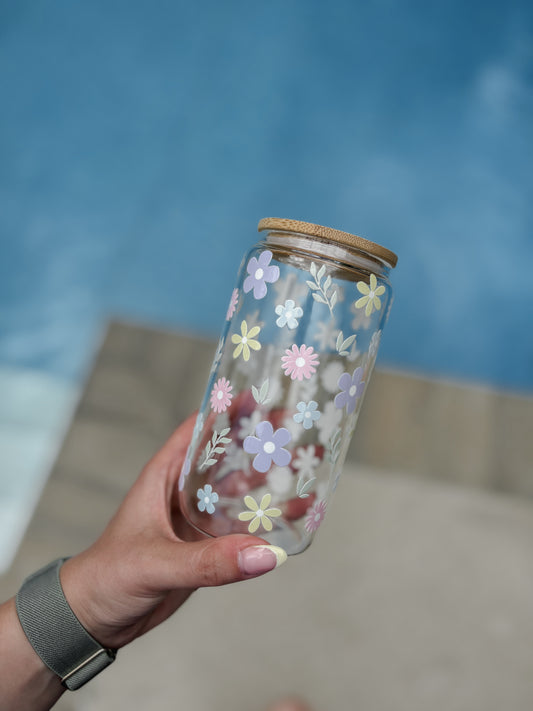 Verre à boire | petites fleurs pastel